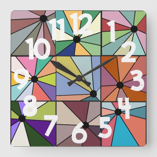 Sun Rays Vierkante Klok (Voorkant)