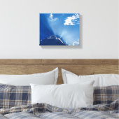 Sun Rays Wall Art Blue Sky Minimalist Clouds Canvas Afdruk (Insitu (Slaapkamer))