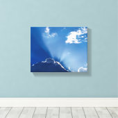 Sun Rays Wall Art Blue Sky Minimalist Clouds Canvas Afdruk (Insitu (Houten vloer))