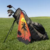 Sun Red Tropics Palm Beach Initiaal instellen Golfhanddoek (Groen)