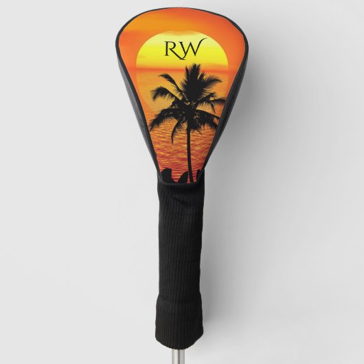 Sun Red Tropics Palm Beach Initiaal instellen Golfheadcover (Voorkant)