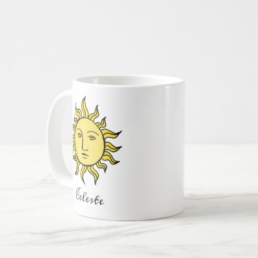 Sun Retro Magic Personalized Celestial Koffiemok (Voorkant links)