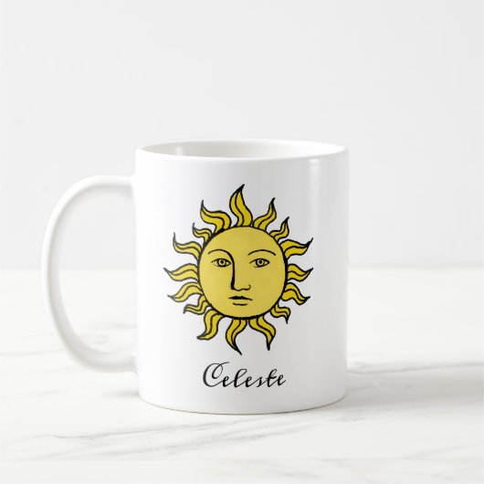 Sun Retro Magic  Personalized Celestial Koffiemok (Links)