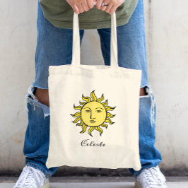 Sun Retro Magic  Personalized Celestial Tote Bag