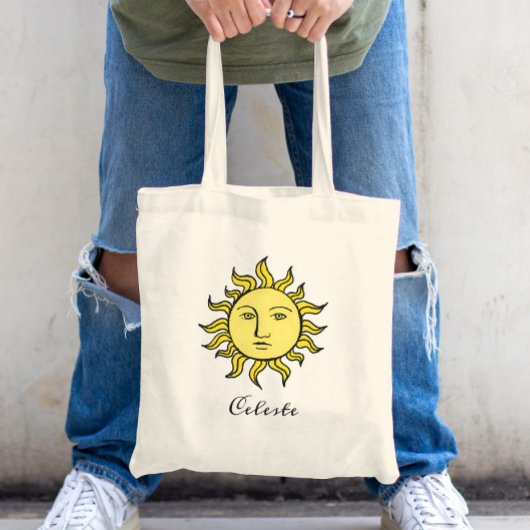 Sun Retro Magic Personalized Celestial Tote Bag