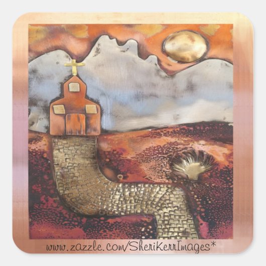 Sun Rise Church van Sheri Kerr Vierkante Sticker (Voorkant)