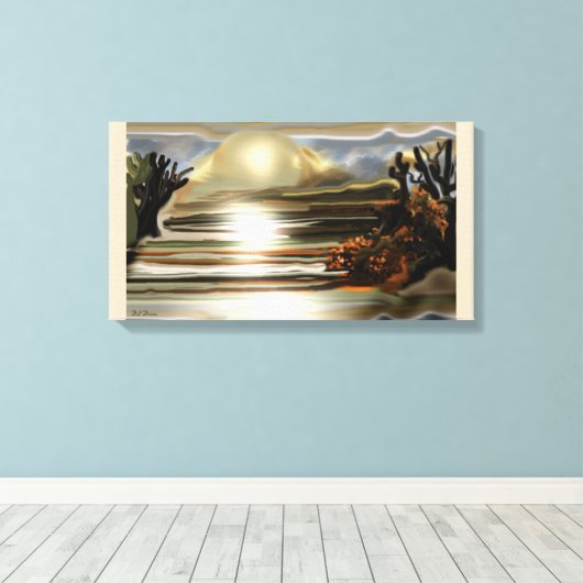 Sun Rise on the Desert Southwestern Abstract Art Canvas Afdruk (Insitu (Houten vloer))