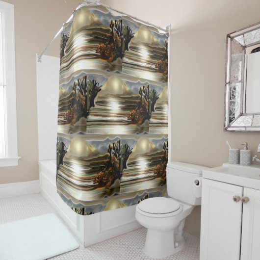 Sun Rise on the Desert Southwestern Abstract Art Douchegordijn (In situ)