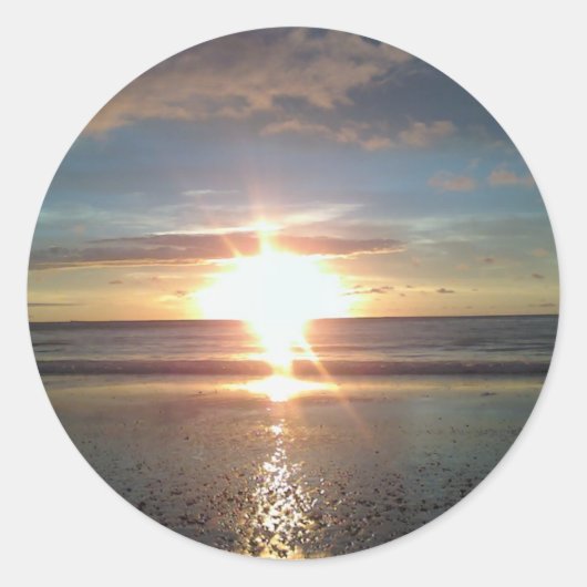 Sun Rise op North Beach Ronde Sticker (Voorkant)