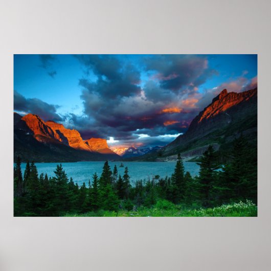 Sun Rise op St. Mary Lake Poster (Voorkant)