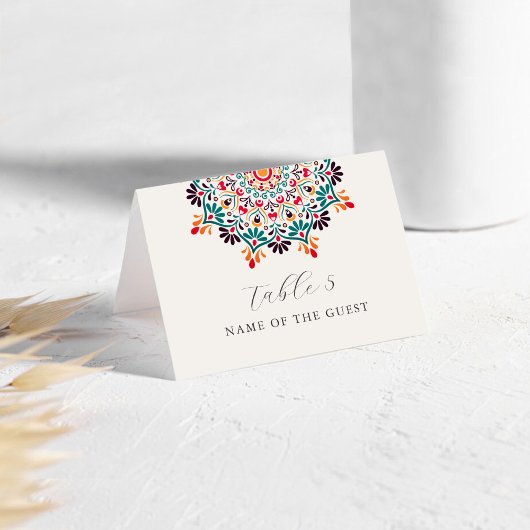 Sun Rising Boho Rustic Floral Mandala Place Cards Kaart