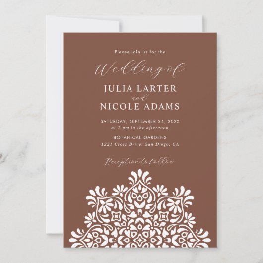 Sun Rising Boho Rustic Floral Mandala Wedding Kaart (Voorkant)