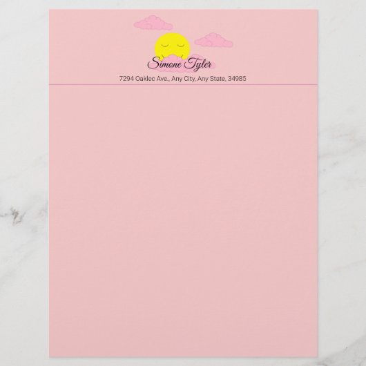 Sun Rising in roze, Hazy Sky II Briefhoofd (Voorkant)