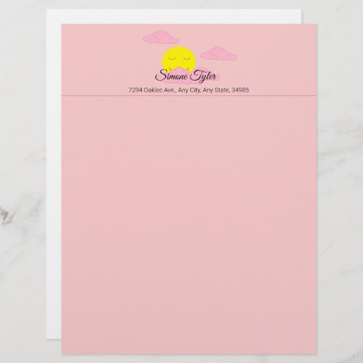 Sun Rising in roze, Hazy Sky II Briefhoofd (Voorkant / Achterkant)