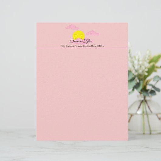 Sun Rising in roze, Hazy Sky II Briefhoofd (Staand voorkant)