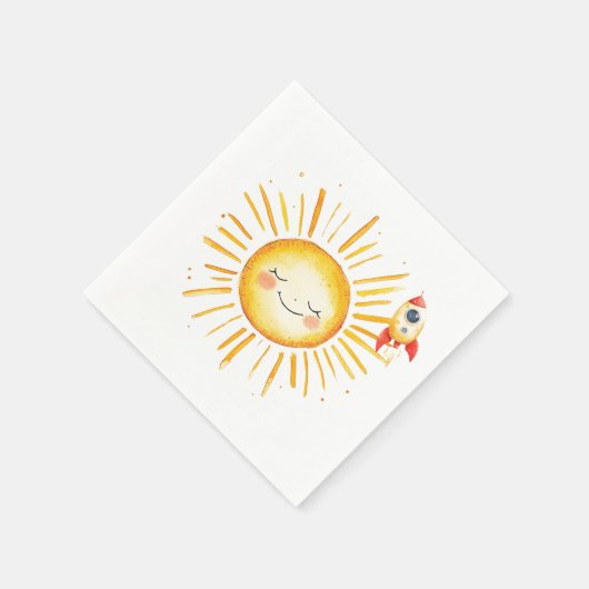 Sun & Rocketship eerste verjaardag Servet (Hoek)