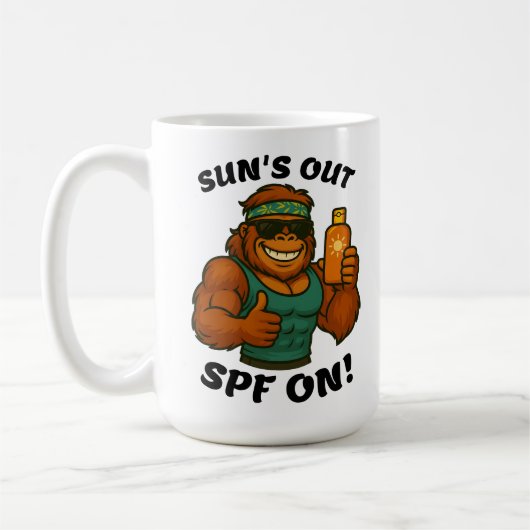 Sun’s Out SPF On – Funny Summer Orangutan Fitness Koffiemok (Links)