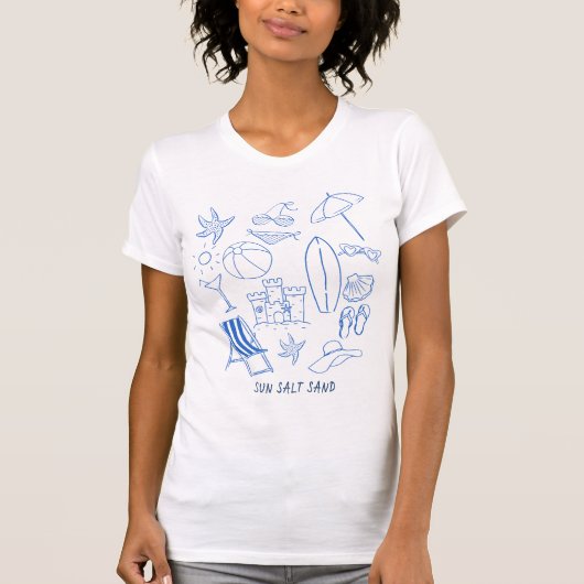 Sun Salt Sand Doodle Beach T-shirt (Voorkant)