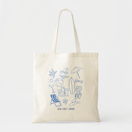 Sun Salt Sand Doodle Beach Tote Bag (Voorkant)