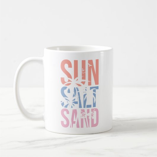 Sun Salt Sand Summer Beach Quote Koffiemok (Links)