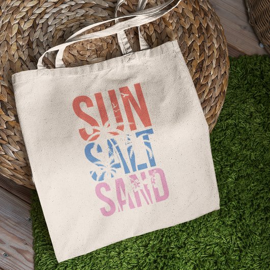 Sun Salt Sand Summer Beach Quote Tote Bag