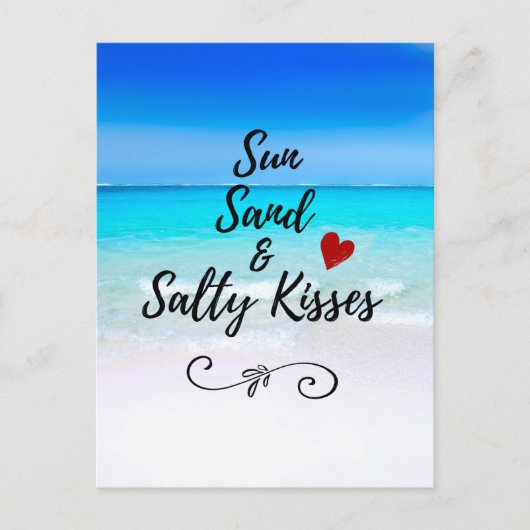 Sun Sand and Salty Kisses Tropical Beach Briefkaart (Voorkant)
