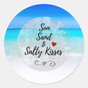 Sun Sand and Salty Kisses Tropical Beach Ronde Sticker