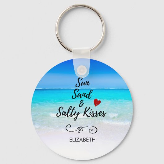 Sun Sand and Salty Kisses Tropical Beach Sleutelhanger (Voorkant)