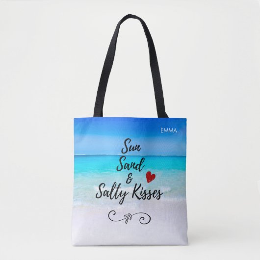 Sun Sand and Salty Kisses Tropical Beach Tote Bag (Voorkant)