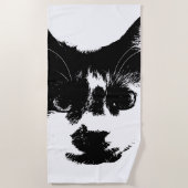 Sun, Sand, and Side-Eye – Ink Style Cat Strandlaken (Voorkant)