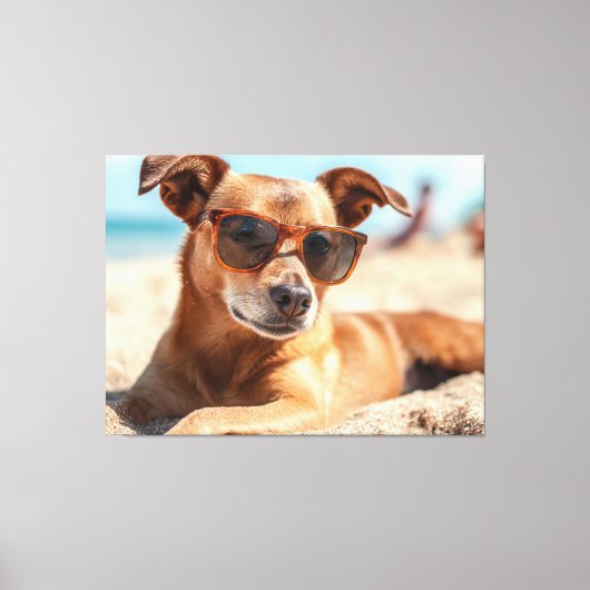 Sun, Sand, and Style: The Ultimate Beach Dog Canvas Afdruk (Voorkant)