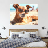 Sun, Sand, and Style: The Ultimate Beach Dog Canvas Afdruk (Insitu (Slaapkamer))