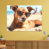 Sun, Sand, and Style: The Ultimate Beach Dog Canvas Afdruk (Insitu (Woonkamer))