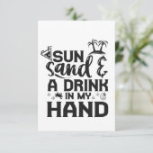 Sun Sand en Drink in My Hand Funny Summer Vacay Bedankkaart (Staand voorkant)