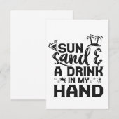 Sun Sand en Drink in My Hand Funny Summer Vacay Bedankkaart (Voorkant / Achterkant)