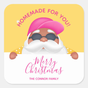 Sun Santa Kerstkersthomemade Food Holiday Baking Vierkante Sticker