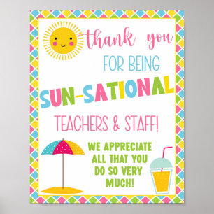 Sun-Sational Teacher Appreciation Sign Poster