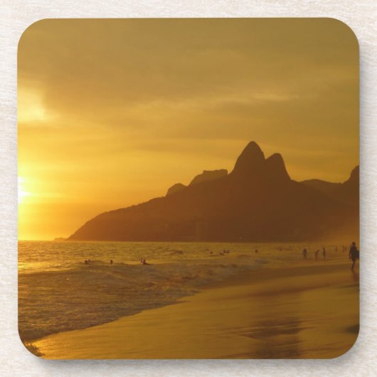 Sun Set op Ipanema Beach Brazilië Bier Onderzetter (Voorkant)