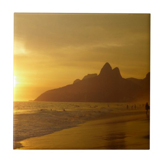 Sun Set op Ipanema Beach Brazilië Tegeltje (Voorkant)