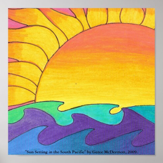 Sun Setting in the South Pacific" Poster (Voorkant)