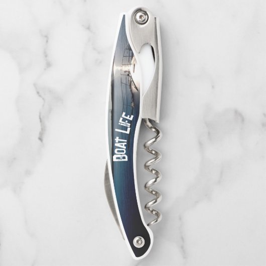 Sun Setting over Lake and Boat Kurkentrekker (Achterkant)