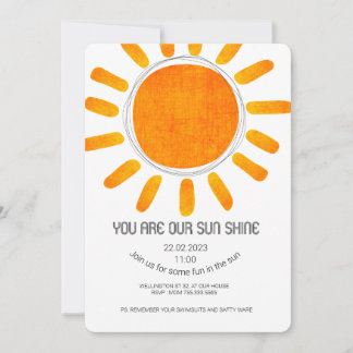 Sun Shine Kinder feestuitnodiging Kaart
