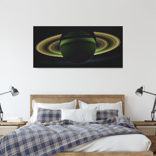 Sun Shining Behind Planet Saturn Casting a Shadow Canvas Afdruk (Insitu (Slaapkamer))