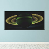 Sun Shining Behind Planet Saturn Casting a Shadow Canvas Afdruk (Insitu (Houten vloer))