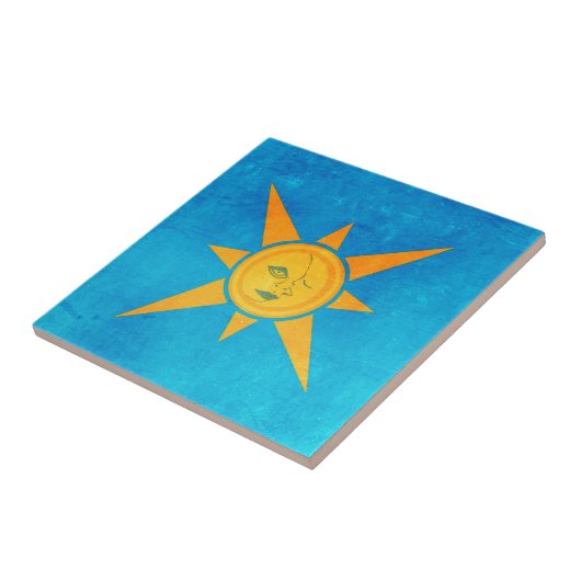Sun Shining, Moon Slaap-zon- en maansymbool Tegeltje (Zijkant)