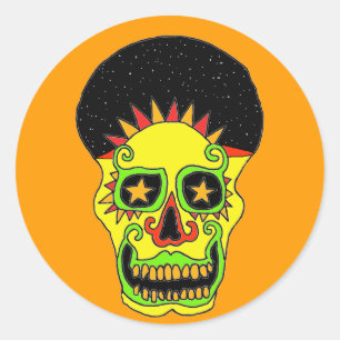 Sun Skull sticker overdag en nacht