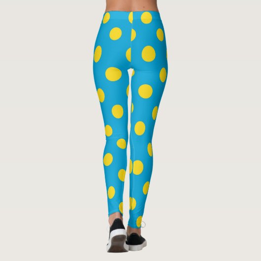 Sun & Sky: Yellow Polka Dot on Azure Leggings (Achterkant)