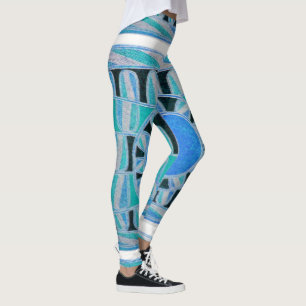 SUN SOLAR ENERGY Abstracte Geometric Blauwgroen Sk Leggings