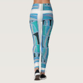 SUN SOLAR ENERGY Abstracte Geometric Blauwgroen Sk Leggings (Achterkant)