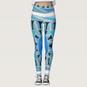 SUN SOLAR ENERGY Abstracte Geometric Blauwgroen Sk Leggings (Voorkant)